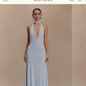 Meshki Juliet Slinky Maxi Dress With Scarf - Pale Blue